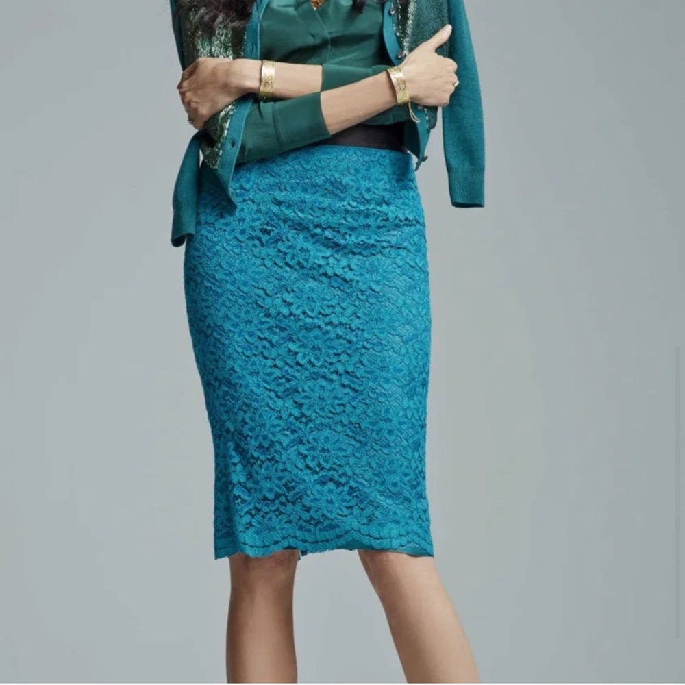 L’WREN SCOTT for Banana Republic Gorgeous green lace pencil skirt
